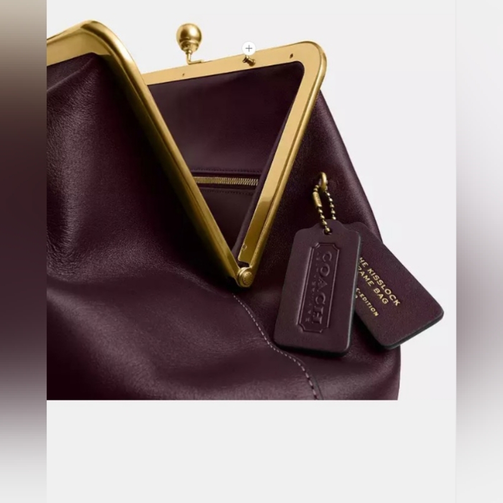 Coach Large Leather Kisslock Frame Shoulder Clutch Bag, Brown - Picture 4 of 14